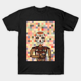 Puppet Master's Pixel Art - Mexican Character with Painted Eyes and Wood Pixel Item T-Shirt